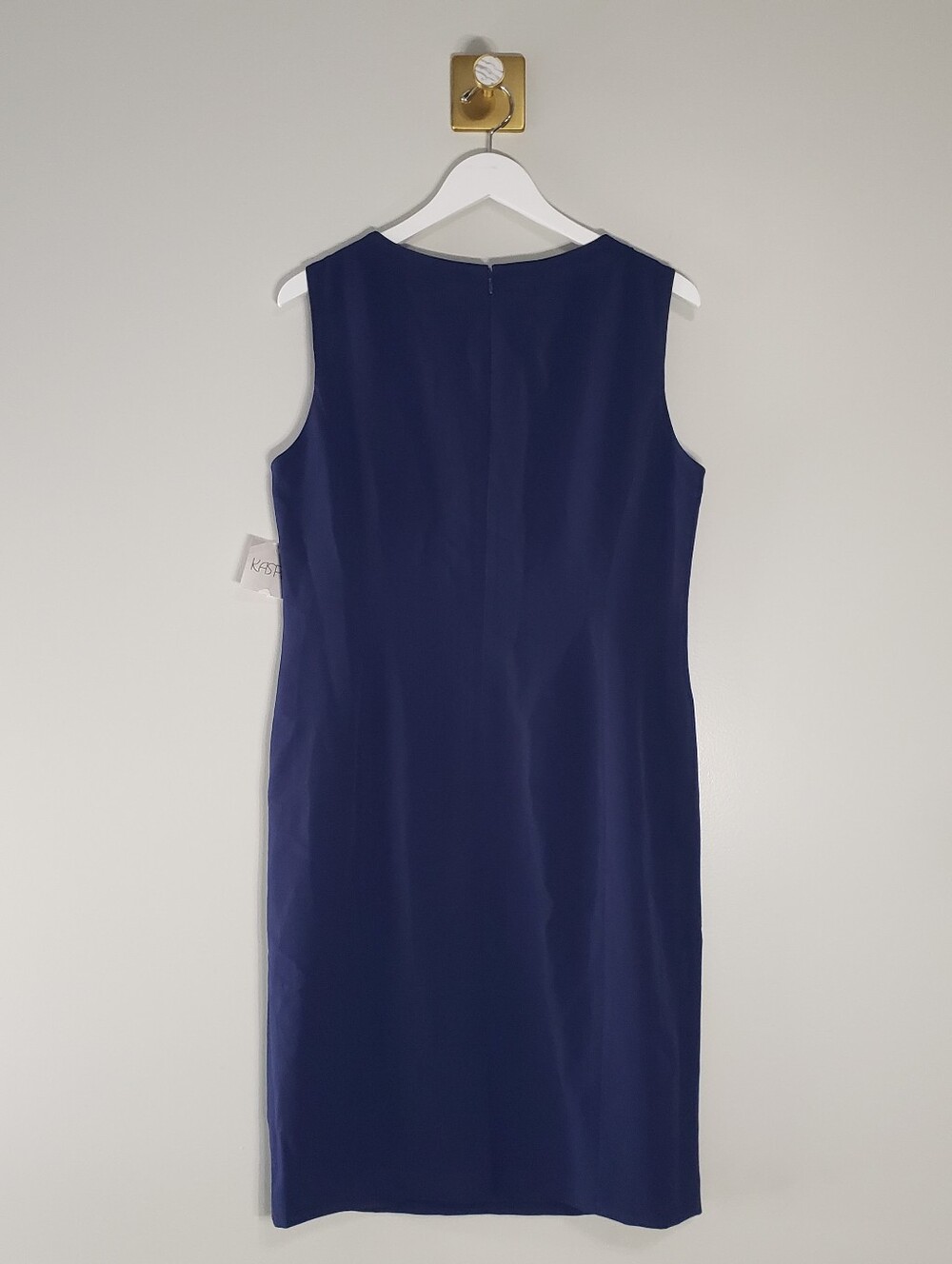 Kasper NWT Sleeveless Midi Sheath Dress 12 Navy Blue Career Office Work Business - Picture 4 of 16